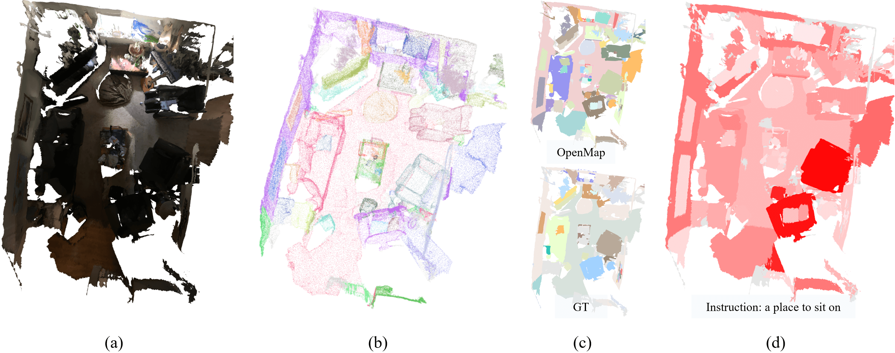 Semantic mapping and instruction grounding result of OpenMap on ScanNet200